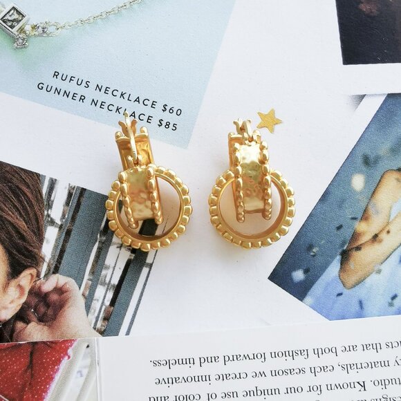 New Julie Vos Marbella Hoop Earrings 24K Gold Plate - Picture 1 of 5